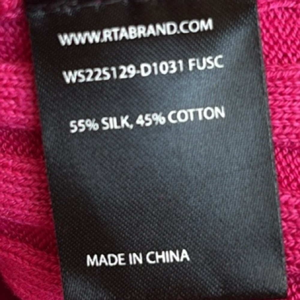 RtA Brielle Long Sleeve Silk Ribbed Knit Fitted Mini Dress in Fuchsia Pink - Picture 5 of 6